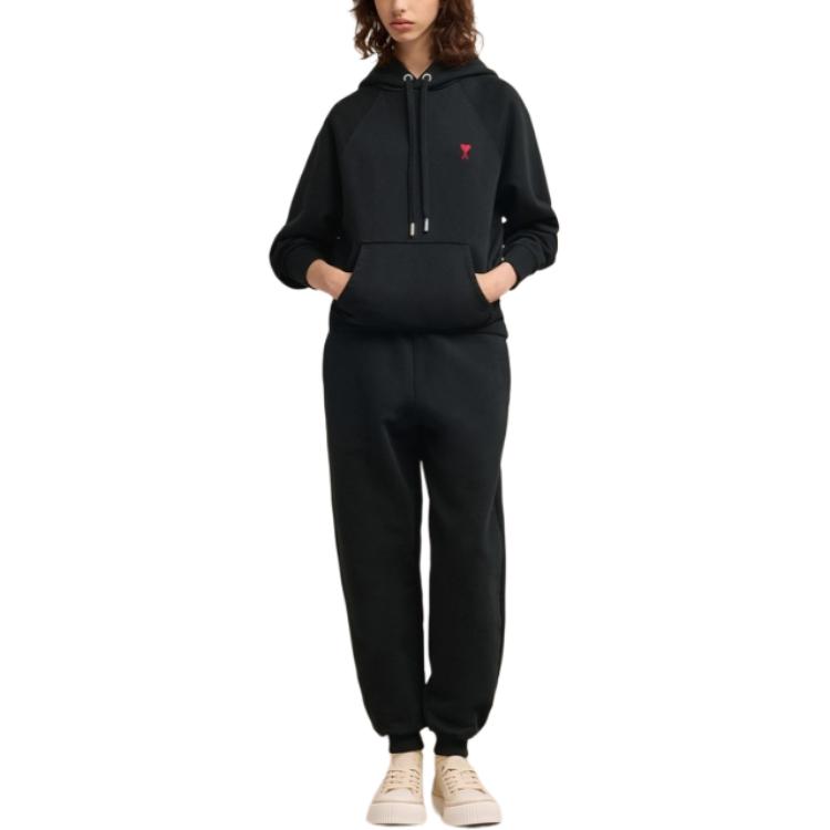 Lookbook Ami Paris Seluar Rekaan Hati Relaxed Fit Kasual Unisex Hitam. UTR235747-001