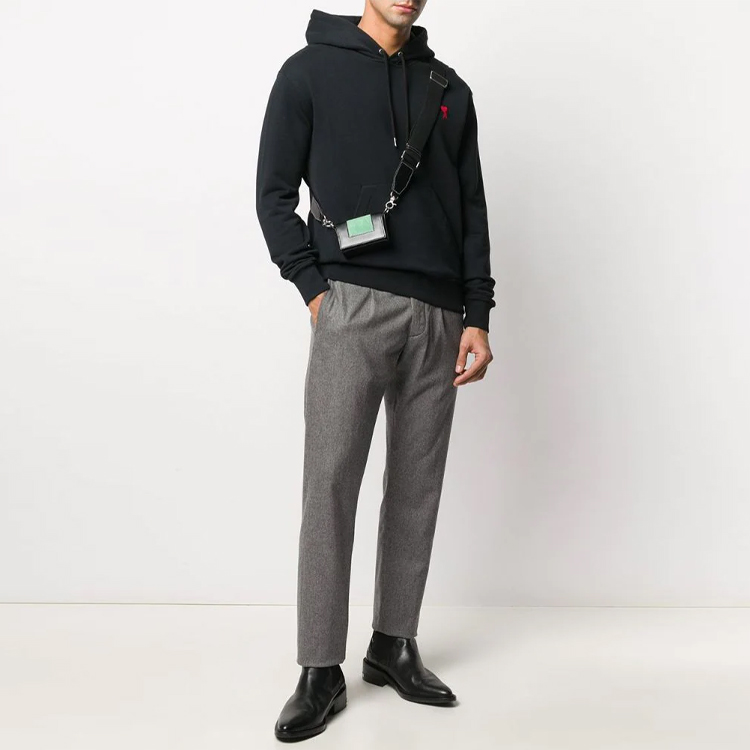 Ami Paris AMIPARIS Heart Drawstring Hoodie Black Unisex Couple Outfit - Fall Collection BFHJ008730-001 圖 4