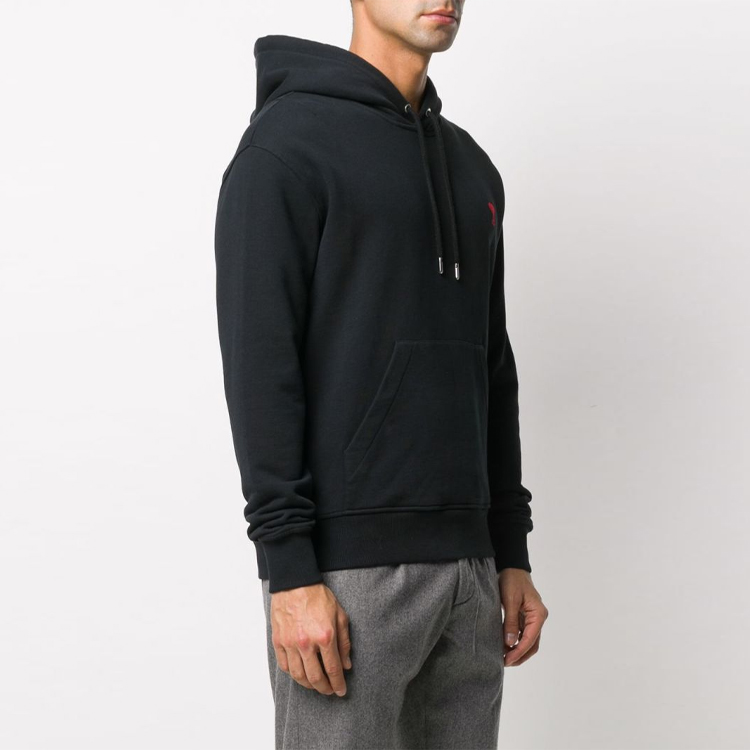 Ami Paris AMIPARIS Heart Drawstring Hoodie Black Unisex Couple Outfit - Fall Collection BFHJ008730-001 圖 6