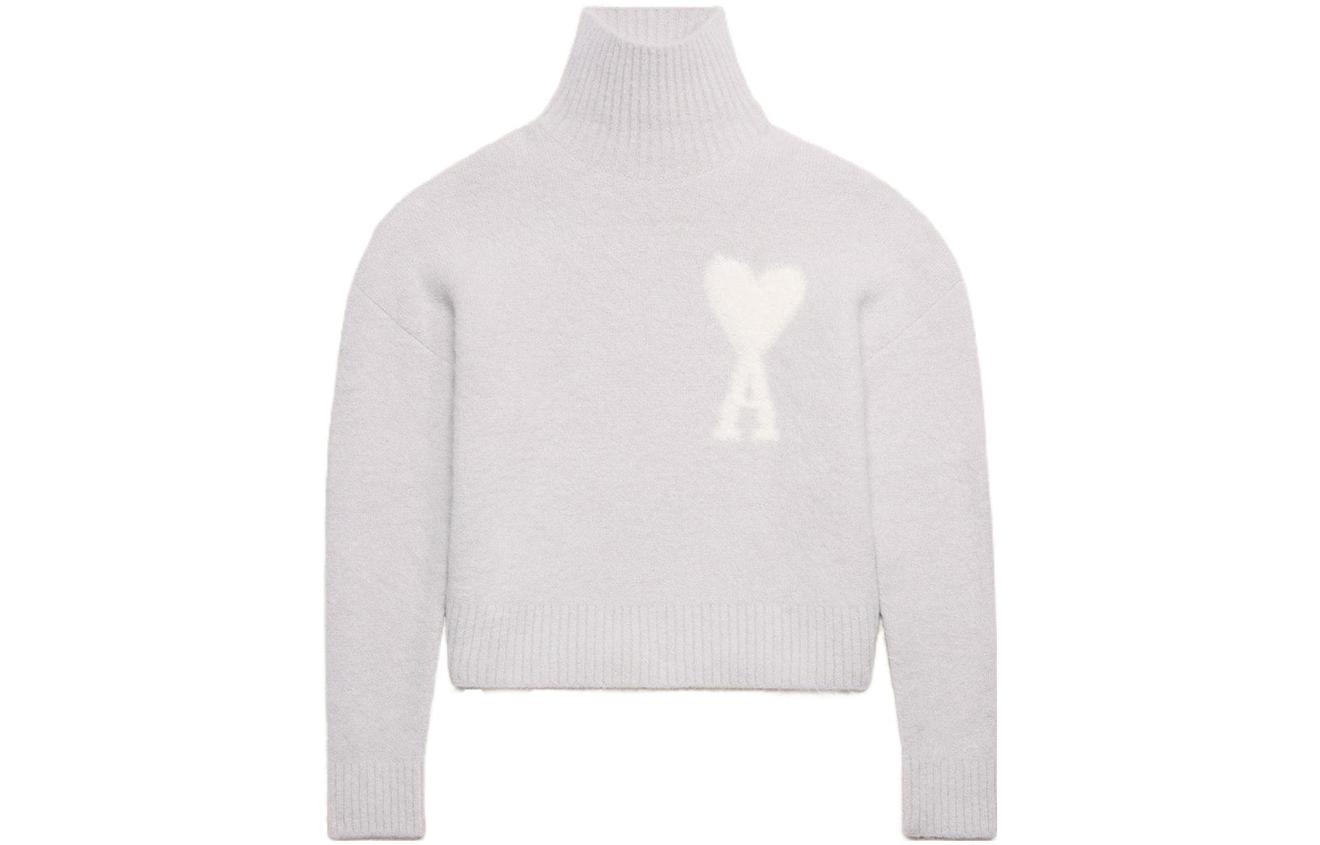 Ami Paris AMIPARIS Heart Logo Alpaca Wool Blend Turtleneck Sweater Unisex Earl Gray. UKS425KN0032090 圖 2