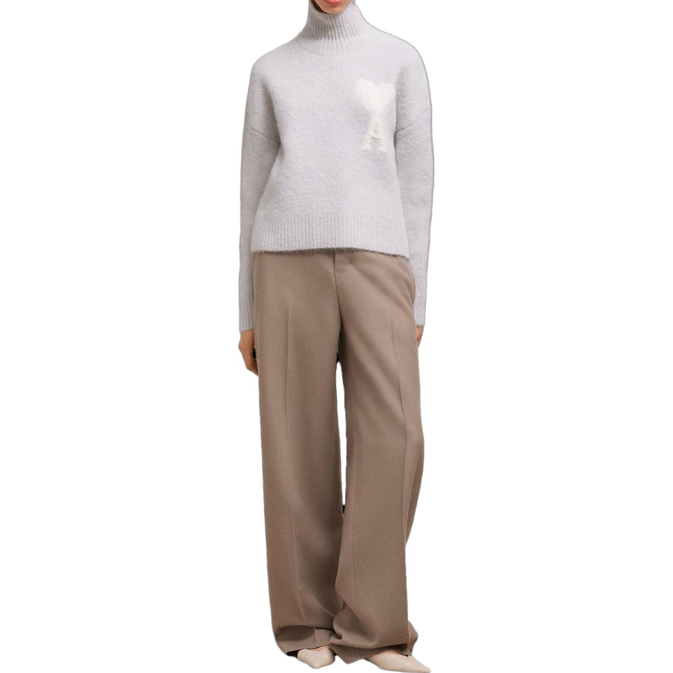 Ami Paris AMIPARIS Heart Logo Alpaca Wool Blend Turtleneck Sweater Unisex Earl Gray. UKS425KN0032090 圖 3