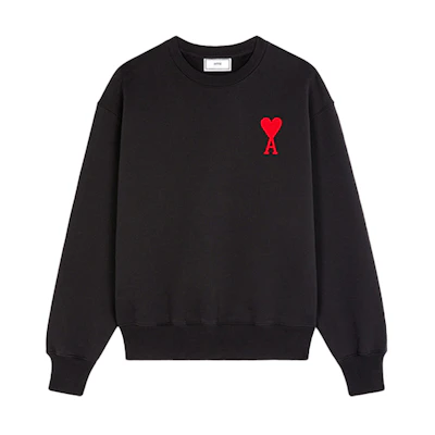 Ami Paris AMIPARIS Heart Logo Black Crewneck Sweatshirt Fall Collection. H20HJ034747-001