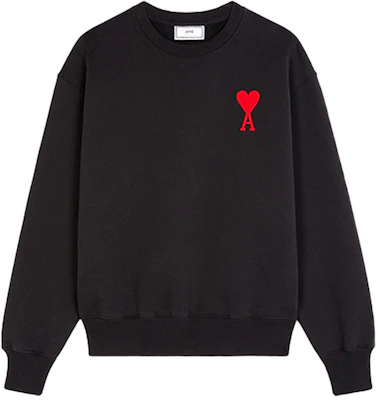 Ami Paris AMIPARIS Baju Sejuk Crewneck Hitam Logo Hati Koleksi Musim Luruh. H20HJ034747-001 Order Ami Paris AMIPARIS Baju Sejuk Crewneck Hitam Logo Hati Koleksi Musim Luruh. H20HJ034747-001