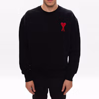 Lookbook Ami Paris AMIPARIS Heart Logo Black Crewneck Sweatshirt Fall Collection. H20HJ034747-001