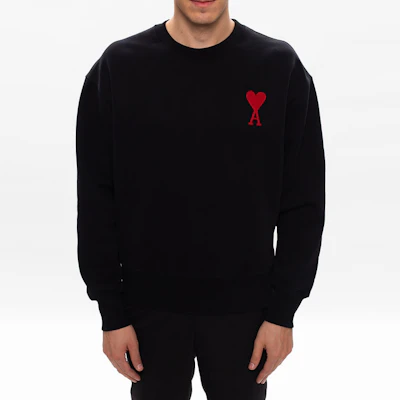 Ami Paris AMIPARIS Baju Sejuk Crewneck Hitam Logo Hati Koleksi Musim Luruh. H20HJ034747-001 Lookbook Ami Paris AMIPARIS Baju Sejuk Crewneck Hitam Logo Hati Koleksi Musim Luruh. H20HJ034747-001
