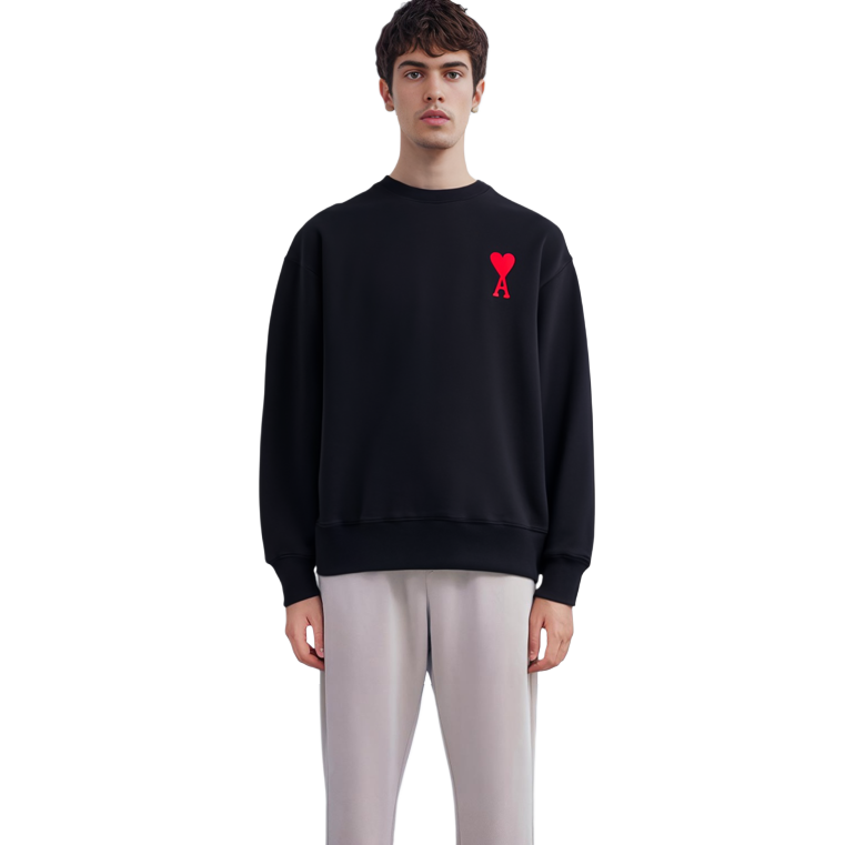 Ami Paris AMIPARIS Heart Logo Black Crewneck Sweatshirt  Fall Collection. H20HJ034747-001 圖 6