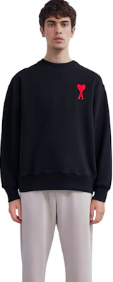 Ami Paris AMIPARIS Baju Sejuk Crewneck Hitam Logo Hati Koleksi Musim Luruh. H20HJ034747-001 Details for Ami Paris AMIPARIS Baju Sejuk Crewneck Hitam Logo Hati Koleksi Musim Luruh. H20HJ034747-001