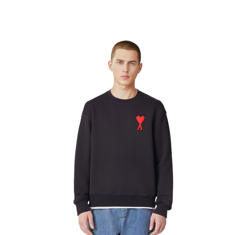 Ami Paris AMIPARIS Heart Logo Black Crewneck Sweatshirt  Fall Collection. H20HJ034747-001 圖 7