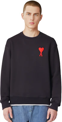 Ami Paris AMIPARIS Baju Sejuk Crewneck Hitam Logo Hati Koleksi Musim Luruh. H20HJ034747-001 Sizing Ami Paris AMIPARIS Baju Sejuk Crewneck Hitam Logo Hati Koleksi Musim Luruh. H20HJ034747-001