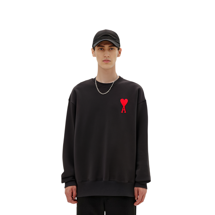 Ami Paris AMIPARIS Heart Logo Black Crewneck Sweatshirt  Fall Collection. H20HJ034747-001 圖 8