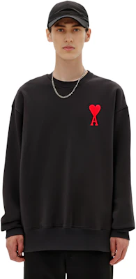 Ami Paris AMIPARIS Baju Sejuk Crewneck Hitam Logo Hati Koleksi Musim Luruh. H20HJ034747-001 Cheap Ami Paris AMIPARIS Baju Sejuk Crewneck Hitam Logo Hati Koleksi Musim Luruh. H20HJ034747-001