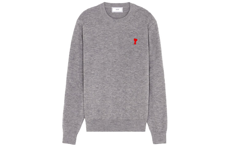 Ami Paris AMIPARIS Heart Logo Crewneck Wool Sweater  Grey E21HK001001-055
