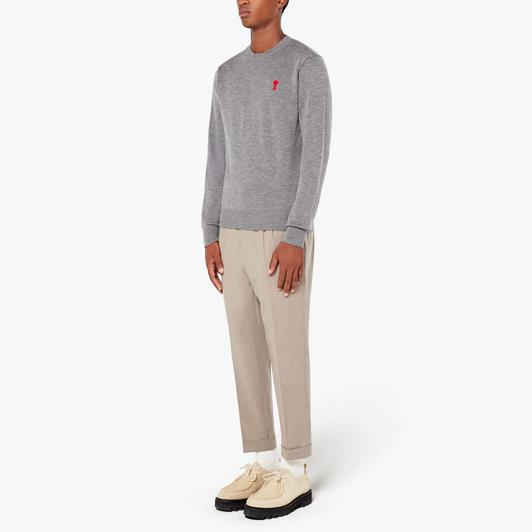 Ami Paris AMIPARIS Heart Logo Crewneck Wool Sweater  Grey E21HK001001-055 圖 5