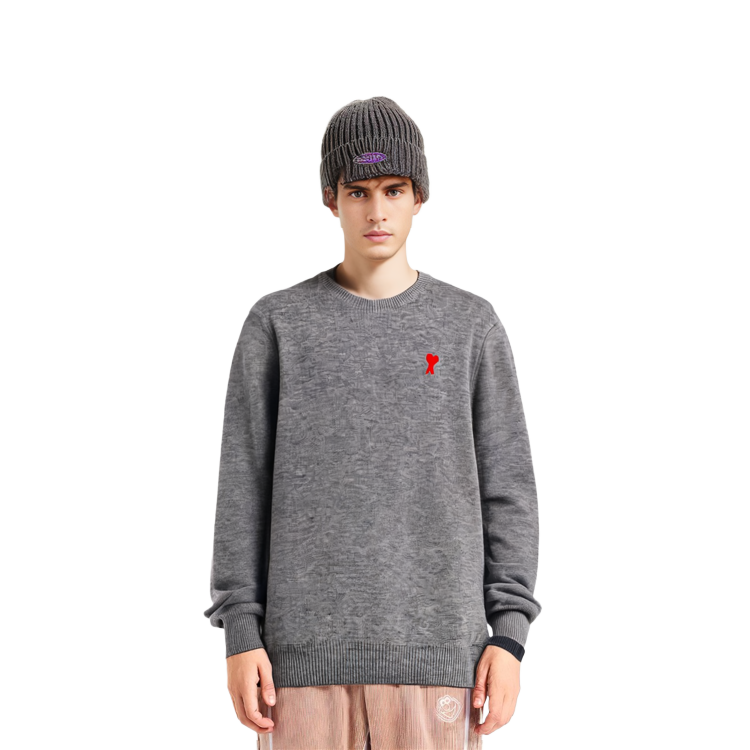 Ami Paris AMIPARIS Heart Logo Crewneck Wool Sweater  Grey E21HK001001-055 圖 7