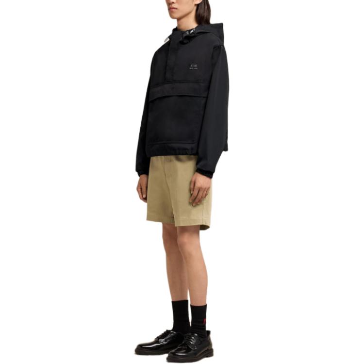 Ami Paris AMIPARIS Hooded Nylon Windbreaker Jacket Ami Logo Unisex Black Outdoor Coat. UJK101PA0007-001 圖 5