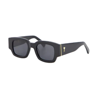 Ami Paris AMIPARIS Irregular Acetate Sunglasses with Logo Temples Unisex Black UGL507AM0004001