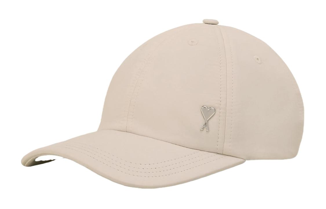 Ami Paris AMIPARIS Logo Beige Nylon Baseball Cap Unisex Couple Style. UCP009PA0009193