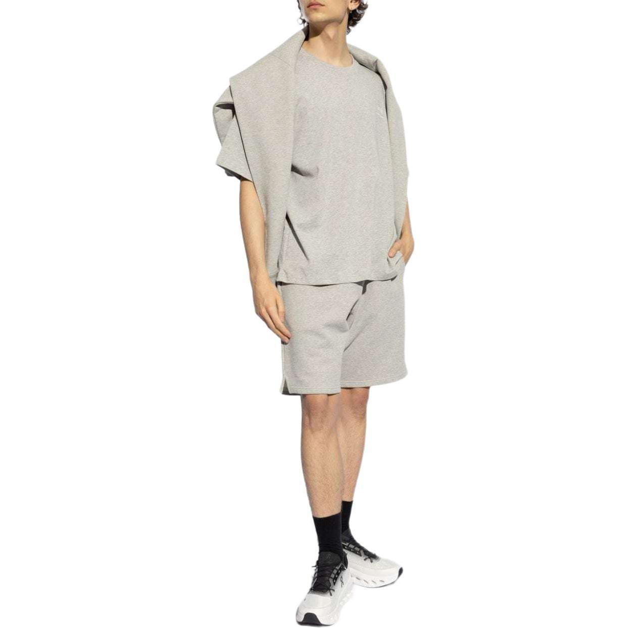 Details for Ami Paris AMIPARIS Pantalones Cortos Hombre Gris Claro Logo Bordado Cordón. E24USO635747-0951