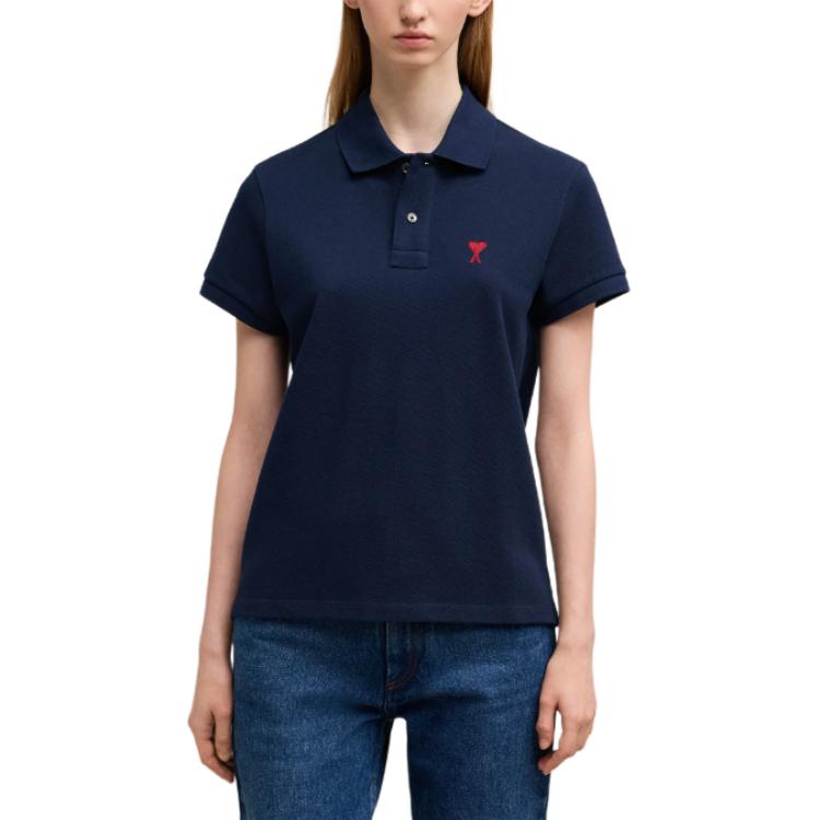 Details for Ami Paris AMIPARIS 深藍色修身短袖POLO衫 文字標誌設計 BFUPL001760-430