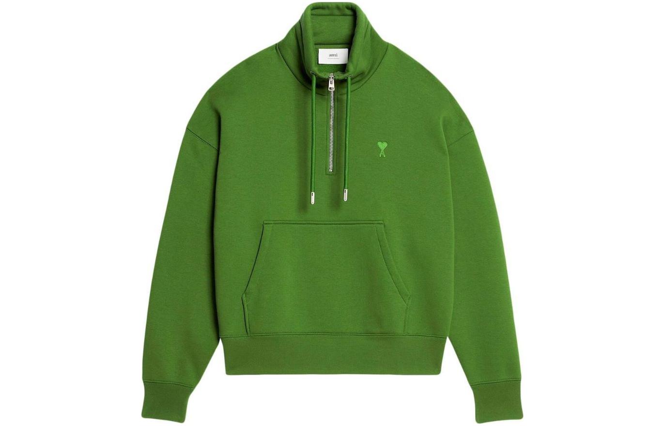 Ami Paris AMIPARIS Logo Print Drawstring Stand Collar Sweatshirt Unisex Green. USW512740-311 圖 2