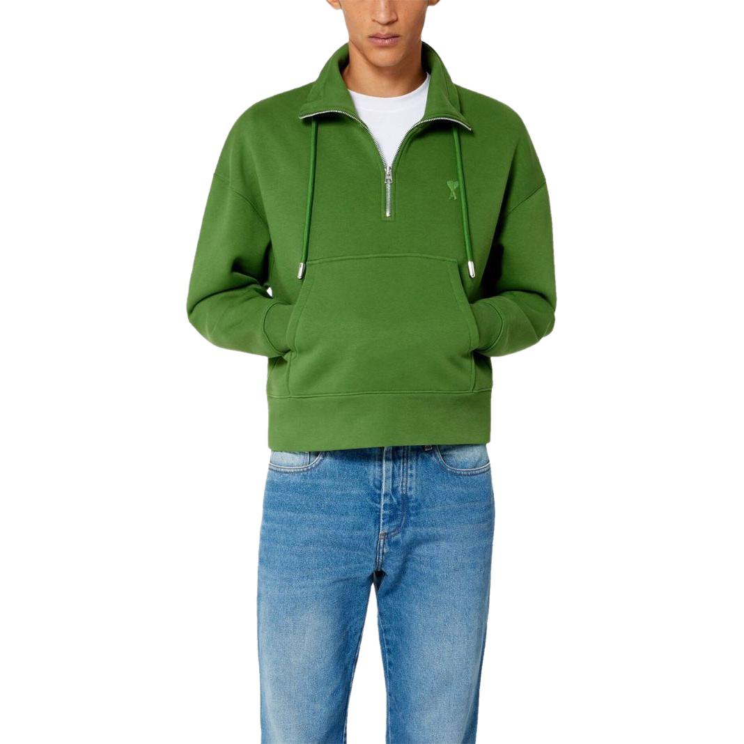 Ami Paris AMIPARIS Logo Print Drawstring Stand Collar Sweatshirt Unisex Green. USW512740-311 圖 3