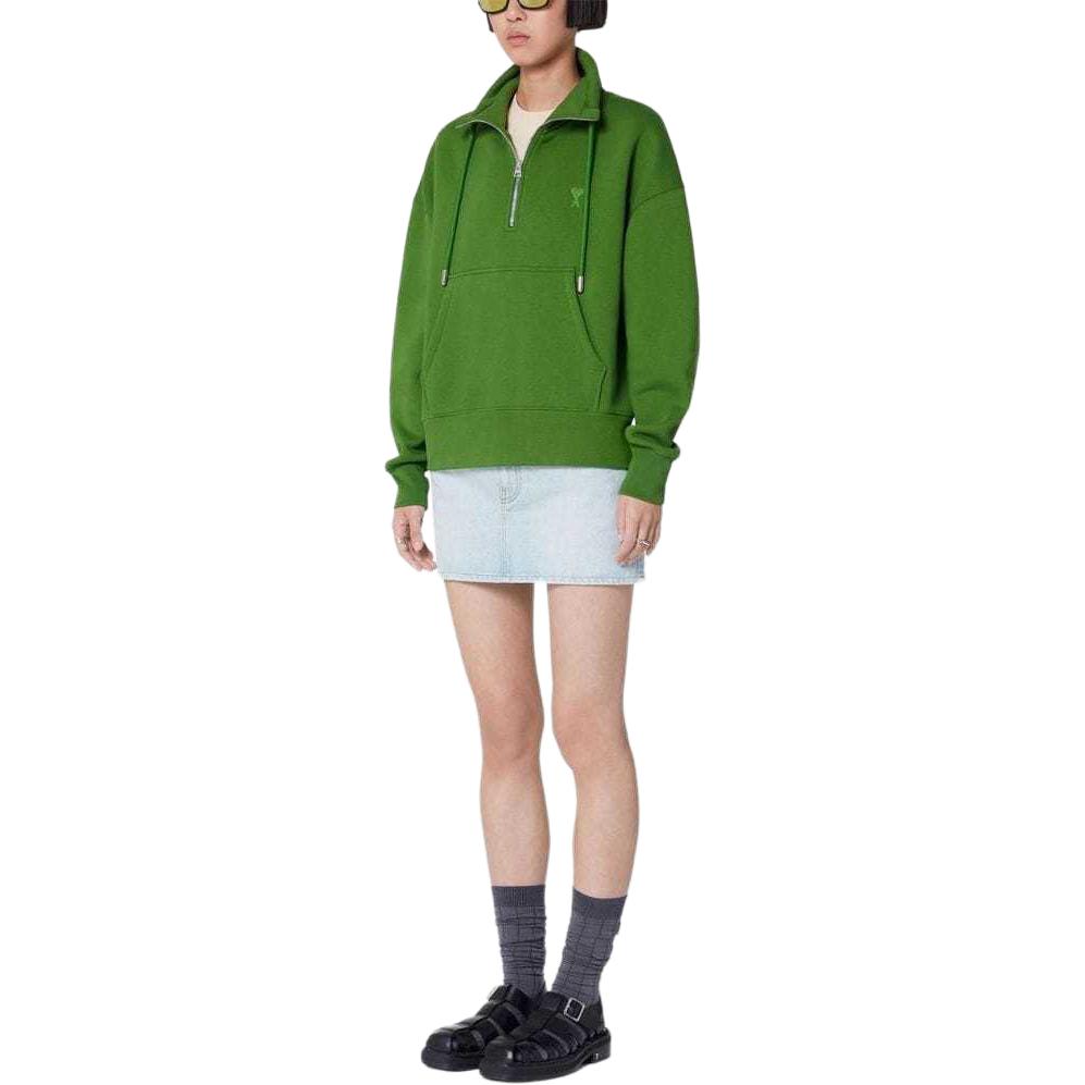 Ami Paris AMIPARIS Logo Print Drawstring Stand Collar Sweatshirt Unisex Green. USW512740-311 圖 6