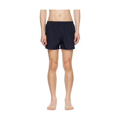 Ami Paris AMIPARIS Navy Blue Swim Shorts with Heart Embroidery Design. HBW001PA000400241