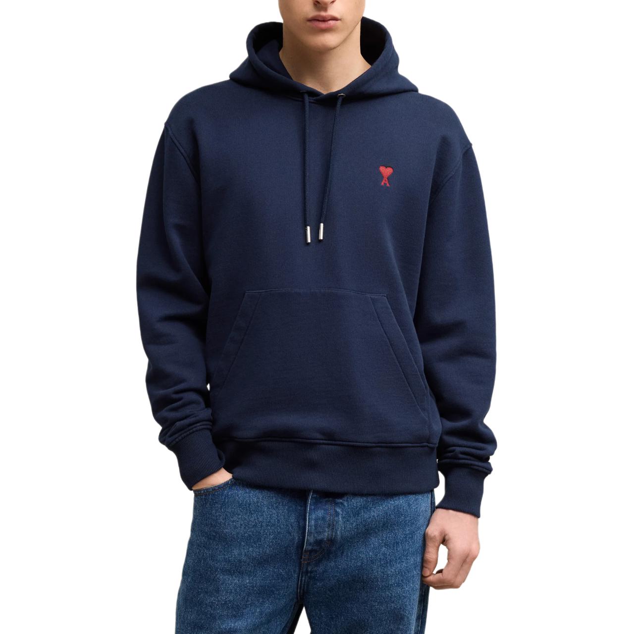 Ami Paris AMIPARIS Navy Blue Unisex Oversized Hoodie with Logo Print. BFUSW235-730-430 圖 3