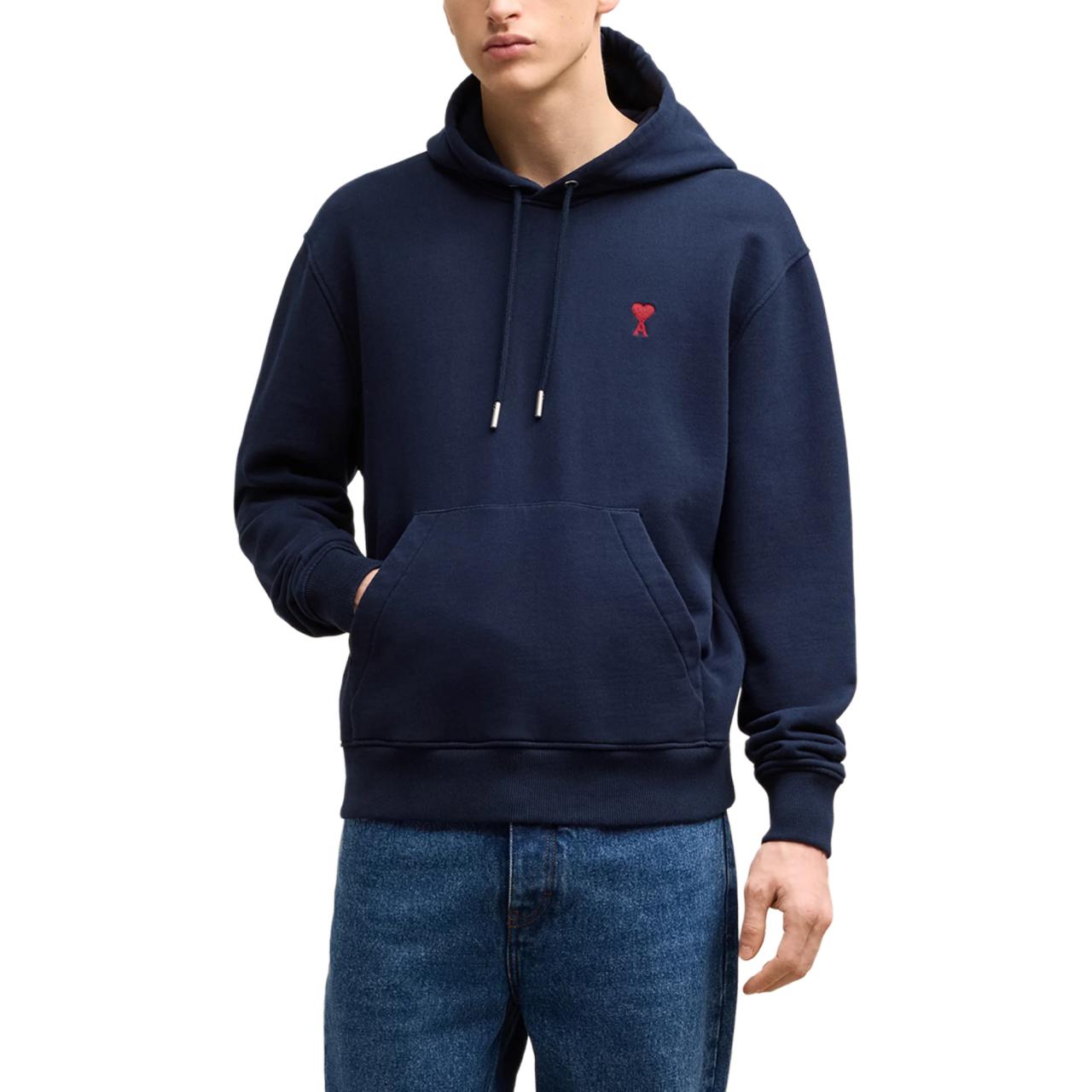Ami Paris AMIPARIS Navy Blue Unisex Oversized Hoodie with Logo Print. BFUSW235-730-430 圖 4