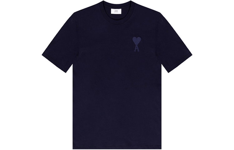 Ami Paris AMIPARIS Navy Tonal Ami De Coeur Heart Embroidered Unisex Loose T-shirt E21HJ128726-410