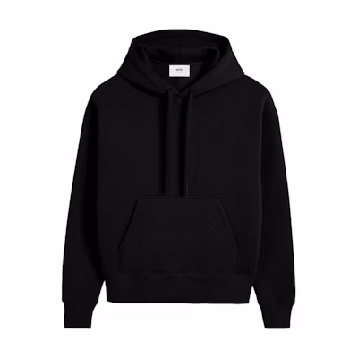 Ami Paris AMIPARIS Plain Logo Embossed Oversized Hoodie Unisex - Black. USW227749-BLACK