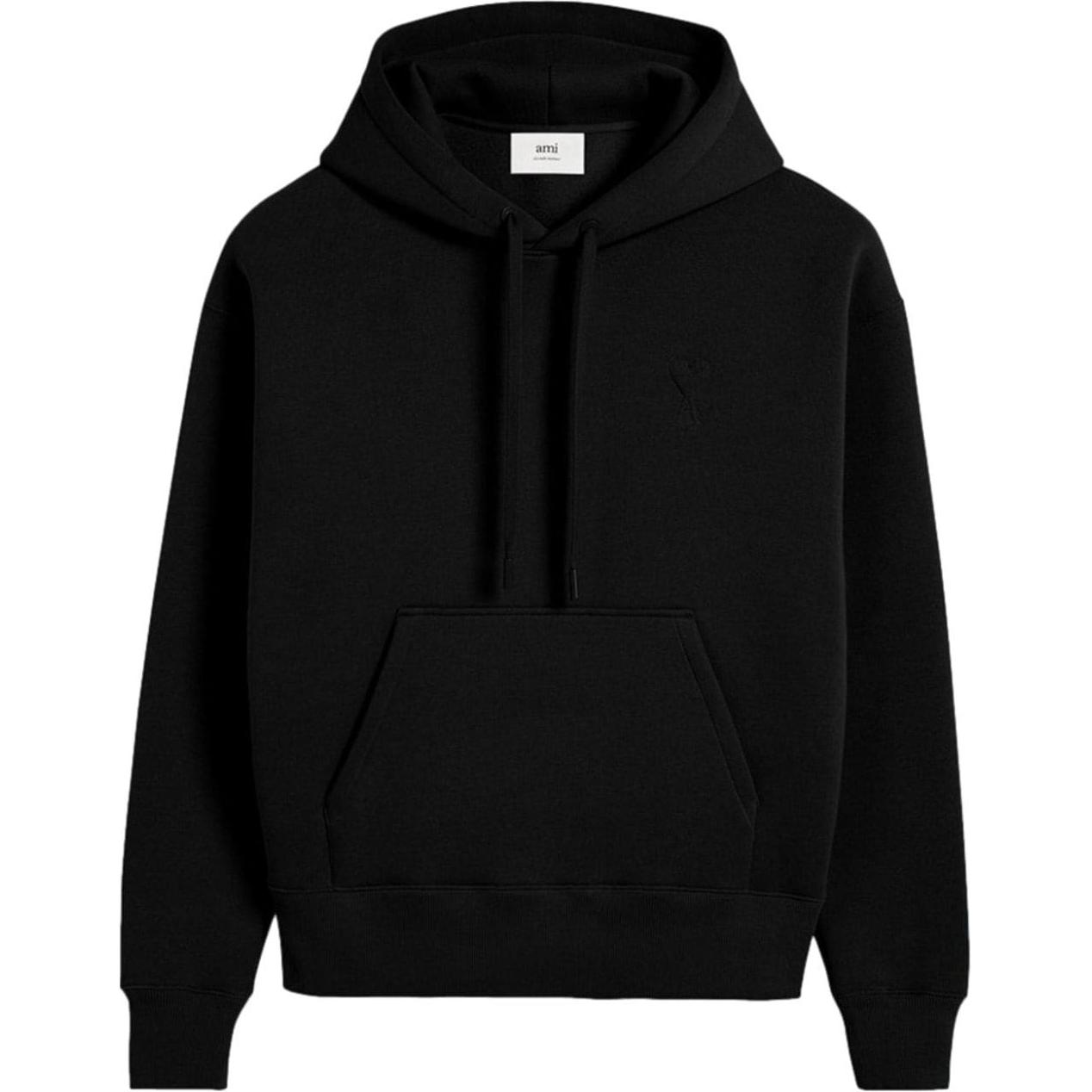 Ami Paris AMIPARIS Plain Logo Embossed Oversized Hoodie Unisex - Black. USW227749-BLACK 圖 2