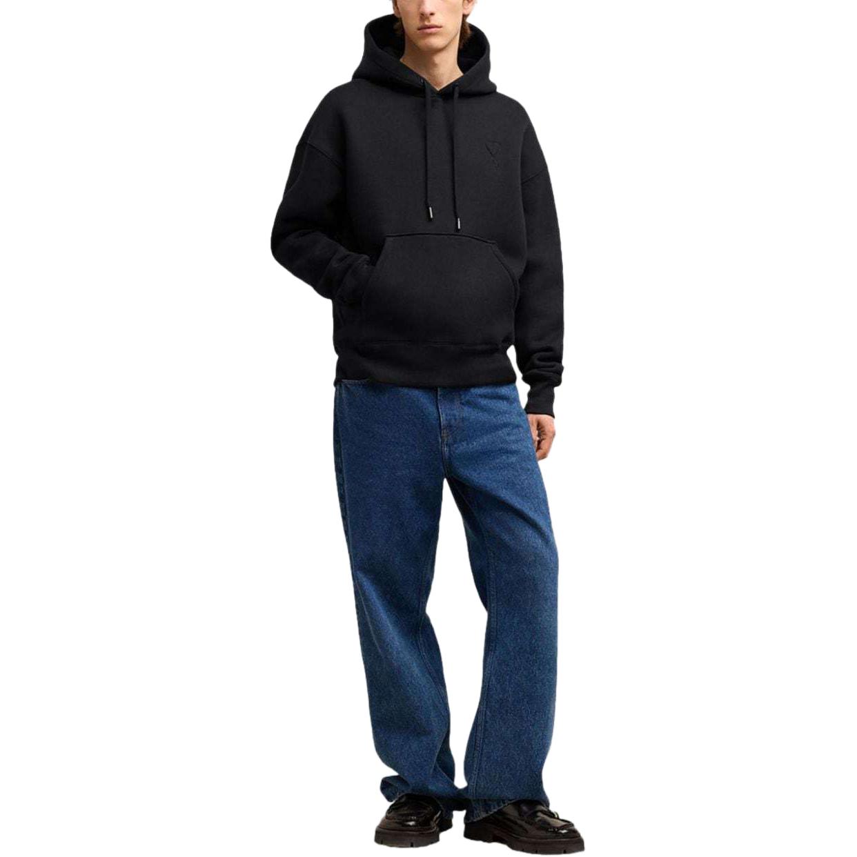 Ami Paris AMIPARIS Plain Logo Embossed Oversized Hoodie Unisex - Black. USW227749-BLACK 圖 5