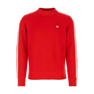 AMI PARIS AMIPARIS Red Embroidered Logo Cotton Sweatshirt with Side Stripes HSW018JE0005-681
