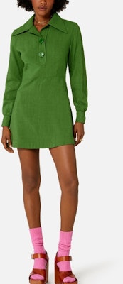 Vestido Largo Color Sólido con Cuello Polo y Manga Larga Verde Ami Paris AMIPARIS. FDR005.VI0003-1 Lookbook Vestido Largo Color Sólido con Cuello Polo y Manga Larga Verde Ami Paris AMIPARIS. FDR005.VI0003-1