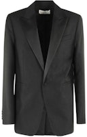 Ami Paris AMIPARIS Solid Single-Button Blazer Black Long Sleeve Suit. HBV409WV0028001 Ami Paris AMIPARIS Solid Single-Button Blazer Black Long Sleeve Suit. HBV409WV0028001