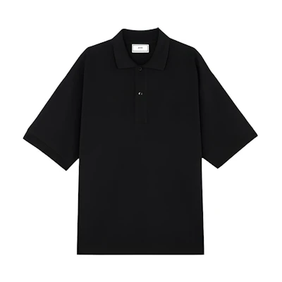 Ami Paris AMIPARIS SS21 Black Heart Logo Short Sleeve Polo Shirt. E21HJ205763-001