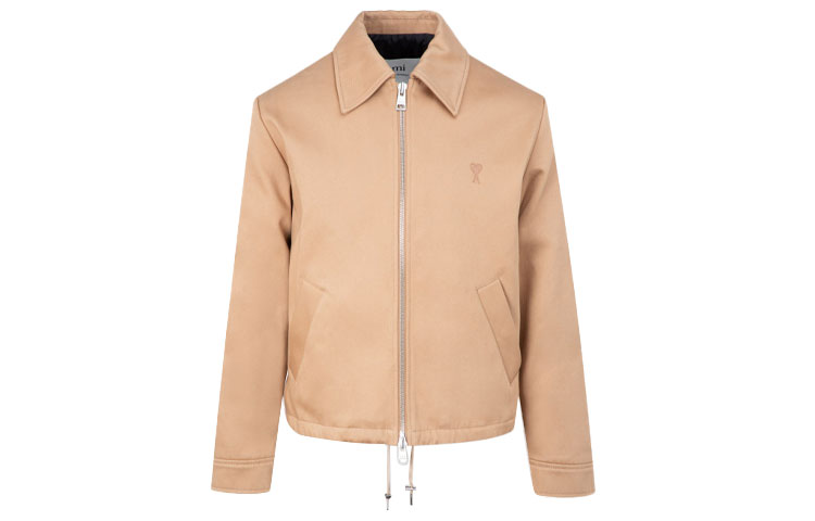 Ami Paris AMIPARIS SS21  Casual Zip-Up Jacket Light Brown E21HOW037280-250