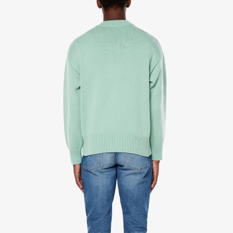 Ami Paris AMIPARIS SS21  Green Loose-Fit V-Neck Knit Sweater with Heart Logo. E21HK303016-303 圖 4