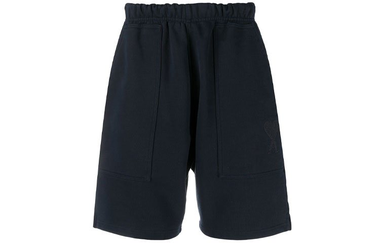 Ami Paris AMIPARIS SS21  Navy Heart Logo Embroidered Shorts E21HJ328747-410