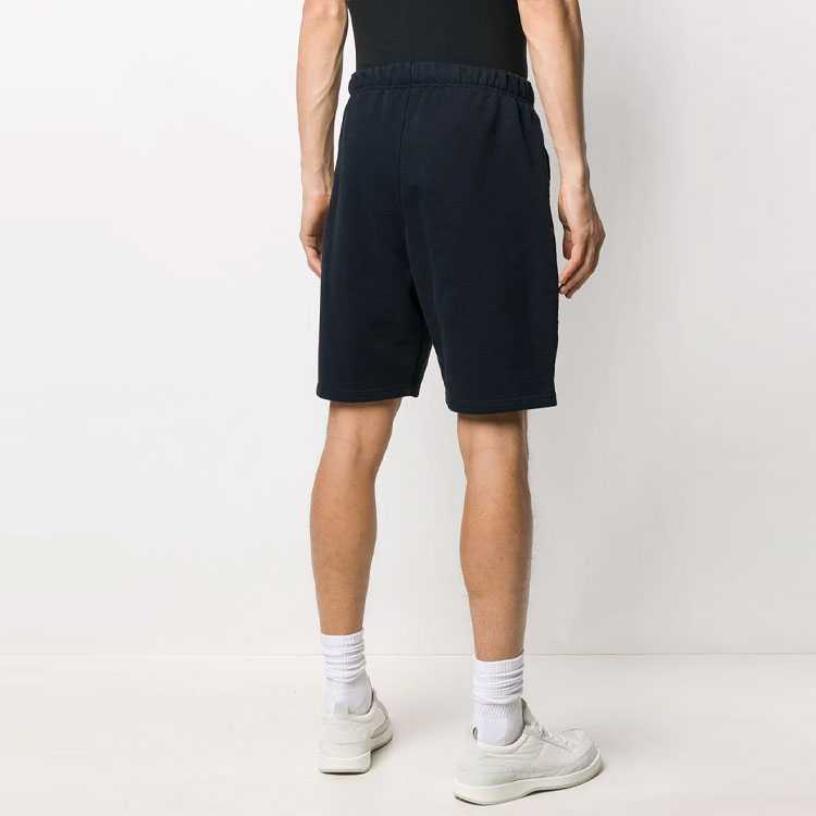 Shop Ami Paris AMIPARIS SS21 Shorts Azul Marino con Logo de Corazón Bordado E21HJ328747-410