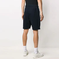 Shop Ami Paris AMIPARIS SS21 Navy Heart Logo Embroidered Shorts E21HJ328747-410