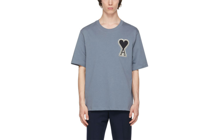 Ami Paris AMIPARIS SS21 Blue Heart Logo Embroidered Loose Fit T-Shirt for Men. SPEE21HJ139726-400 圖 2