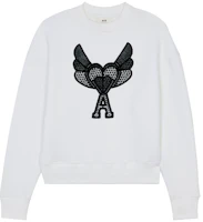 Ami Paris AMIPARIS SS21 De Coeur Knotted Crewneck Sweatshirt Men’s White H21HJ023749-100 Ami Paris AMIPARIS SS21 De Coeur Knotted Crewneck Sweatshirt Men’s White H21HJ023749-100