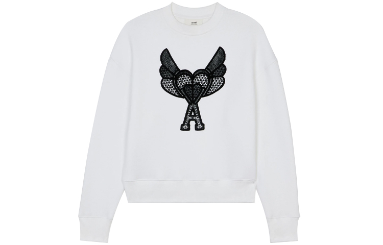 Ami Paris AMIPARIS SS21 De Coeur Knotted Crewneck Sweatshirt Men’s White H21HJ023749-100 圖 2