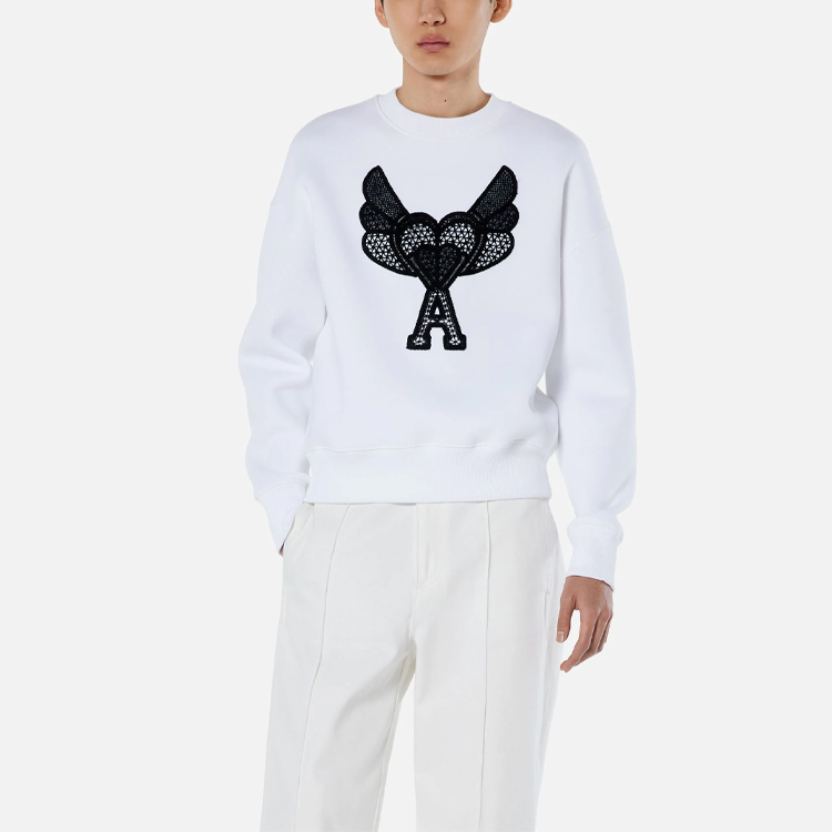 Ami Paris AMIPARIS SS21 De Coeur Knotted Crewneck Sweatshirt Men’s White H21HJ023749-100 圖 5