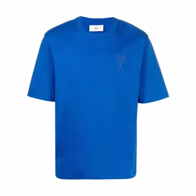 Ami Paris AMIPARIS SS21 Heart Embroidered Slim Fit T-Shirt Men’s Blue A21HJ128726-490