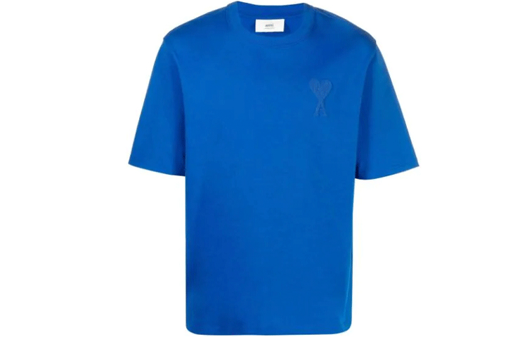 Ami Paris AMIPARIS SS21 Heart Embroidered Slim Fit T-Shirt Men’s Blue A21HJ128726-490 圖 2
