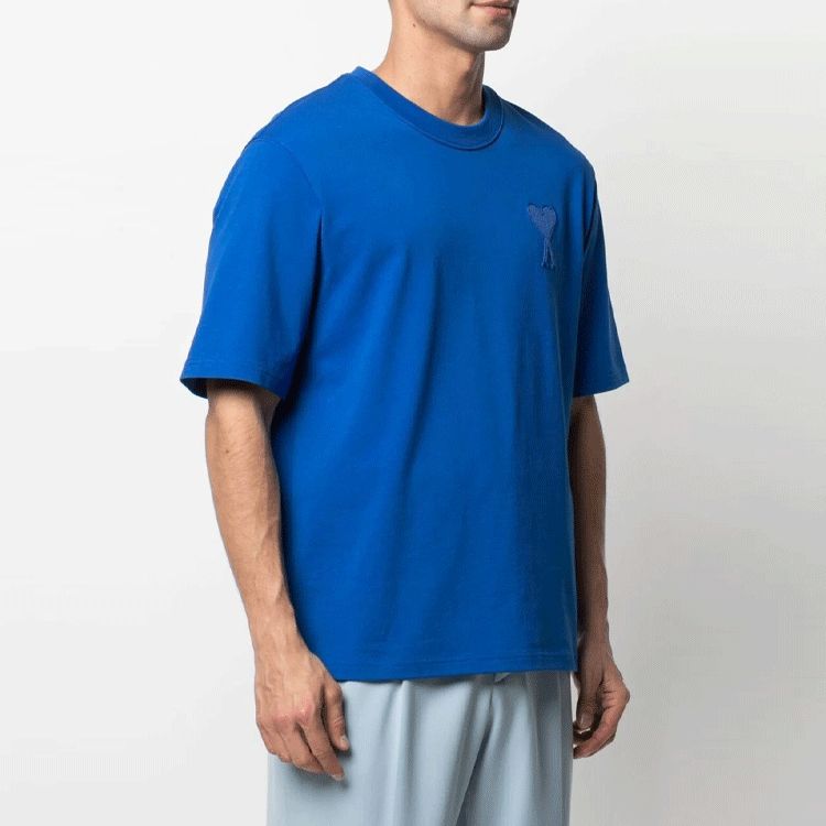 Ami Paris AMIPARIS SS21 Heart Embroidered Slim Fit T-Shirt Men’s Blue A21HJ128726-490 圖 5