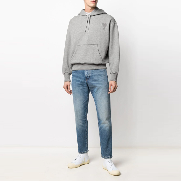 AMI PARIS AMIPARIS SS21 Heart Logo Hoodie Unisex Grey Couples' Wear E21HJ058747-055 圖 3